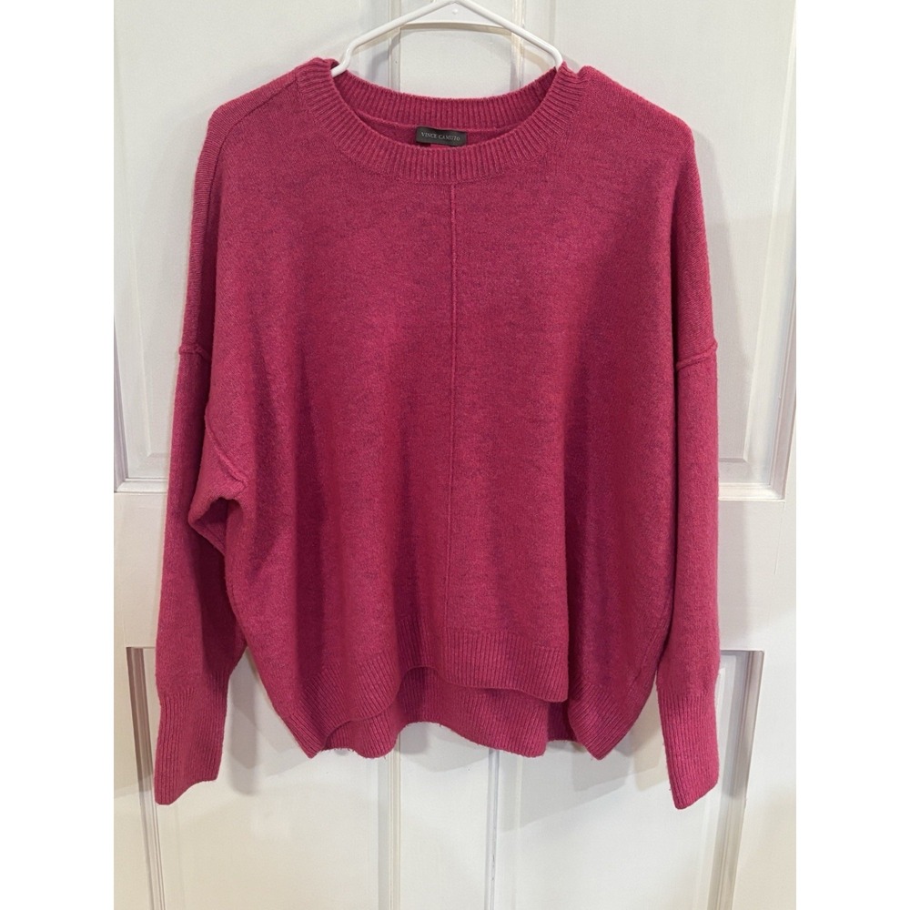 Vince Camuto Sweater Womens Large Pink Acrylic Stretch Long Sleeve Pullover